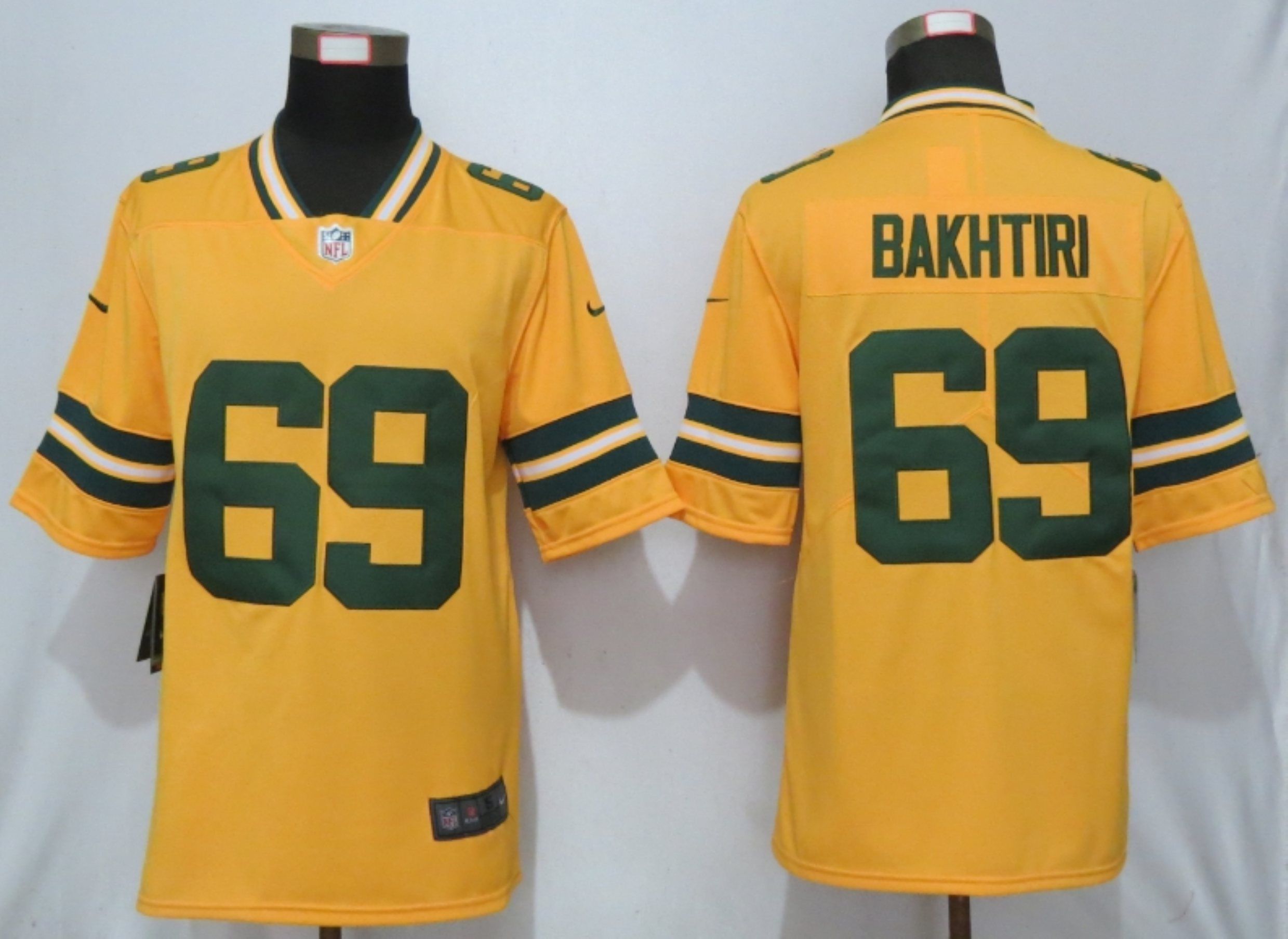 Men Green Bay Packers 69 Bakhtiari Yellow Nike Vapor Untouchable Limited NFL Jersey